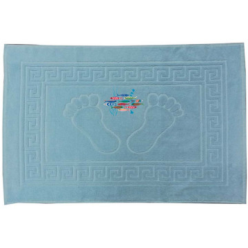 Tapis de bain bleu ciel brodé DANSE DES SARDINES