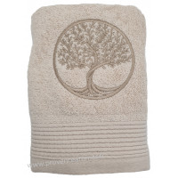 Serviette d'invité beige brodée ARBRE DE VIE