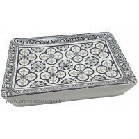 Porte savon rectangle Fleur de lys couleur noir et gris