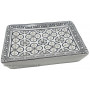 Porte savon rectangle Fleur de lys couleur noir et gris