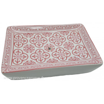 Porte savon rectangle Fleur de lys couleur rose