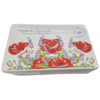 Porte savon rectangle Lavande et coquelicot