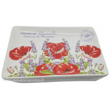 Porte savon rectangle Lavande et coquelicot