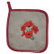 Manique tissus taupe brodée COQUELICOT