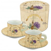 Coffret de 2 tasses à café décor PROVENCE SAVON DE MARSEILLE