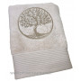 Serviette de toilette beige brodée ARBRE DE VIE