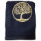 Serviette de toilette noir brodée ARBRE DE VIE