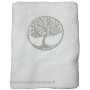 Drap de bain écru brodé ARBRE DE VIE