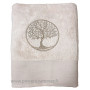 Drap de bain beige brodé ARBRE DE VIE