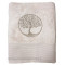 Drap de bain beige brodé ARBRE DE VIE