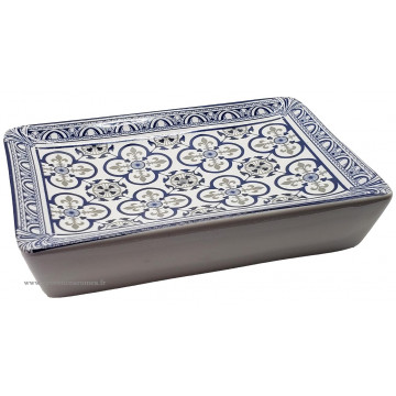 Porte savon rectangle Fleur de lys couleur bleu et gris