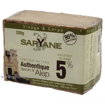 Savon d' Alep 5% de laurier Pain Saryane 200g