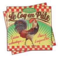 Serviettes papier déco " Bistrot Le Coq en Pâte" Natives