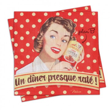 Serviettes papier " Un Diner presque raté " Natives déco rétro vintage