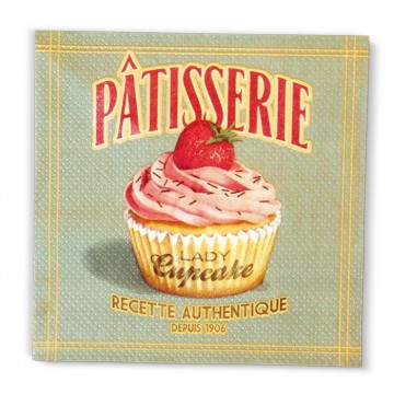 Serviette papier déco " Lady cupcake " rétro vintage Natives