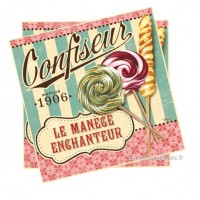 Serviettes papier " Confiseur sucettes " " Le Manège Enchanteur " natives