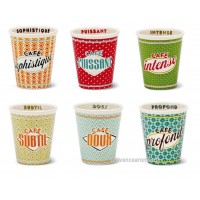 Coffret Set de 6 Tasses à Café céramique " Café Qualité " Natives