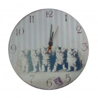 Mini horloge magnétique déco rétro " chatons "