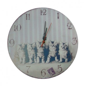 Mini horloge magnétique déco rétro " chatons "