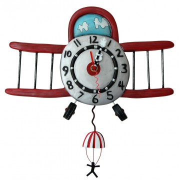 Horloge " Avion Biplan " à balancier déco rétro vintage designs