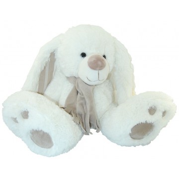 Peluche lapin blanc avec écharpe