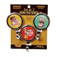 3 Mini-Patères magnet ou vis " Made in ma cuisine " Natives déco rétro vintage