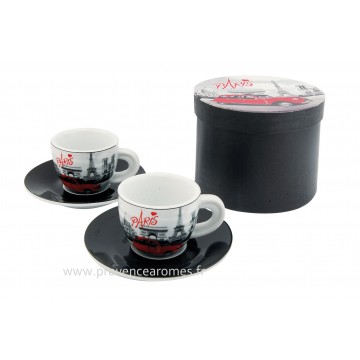 Coffret de 2 tasses à café PARIS 2CV (deux chevaux) déco rétro