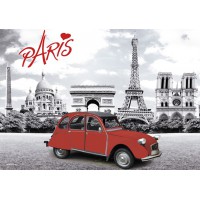 Set de table déco rétro Paris 2 CV ( deux chevaux)