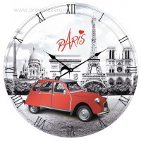 Horloge en verre PARIS 2CV déco rétro
