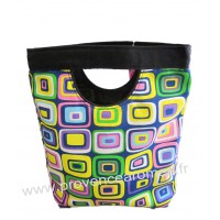 Sac à main psychédélique vintage multicolor fond bleu Lara Ethnics