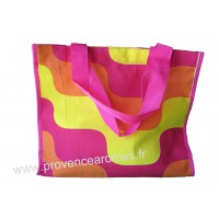 Sac Cabas motif vague seventies Fushia orange jaune vintage Lara Ethnics