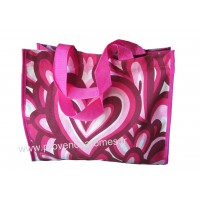 Sac Cabas motif Coeurs psychédéliques seventies Fushia vintage Lara Ethnics