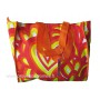 Sac Cabas motif Coeurs psychédéliques seventies Orange Jaune vintage Lara Ethnics