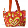 Sac Cabas motif Coeurs psychédéliques seventies Orange Jaune vintage Lara Ethnics