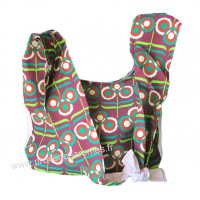 Sac à bandoulière motif fleurs psyqués seventies vintage marron Lara Ethnics
