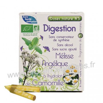 Aide à la digestion Mélisse, Angélique et hydrolat de Camomille doses Nature n°5 Phytofrance