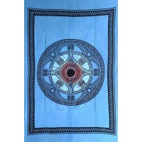 Tenture motif Mandala Tenture bleue à franges 100 x 160 cm
