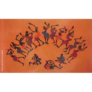 Tenture motif Danse Africaine Tenture Orange à franges 100 x 160 cm