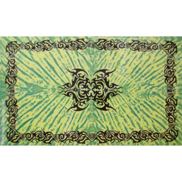 Tenture motif Tribal Tenture verte à franges 100 x 160 cm