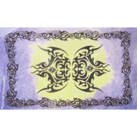 Tenture motif Tribal à franges mauve vert jaune Tie Dye 100 x 160 cm