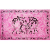 Tenture Africaine danse jumbé Tenture Noire Rose à franges 100 x 160 cm