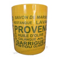 Pot ou mug en céramique jaune déco inscriptions Trésors de Provence