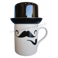 Mug Moustache, pipe et chapeau Haut de Forme