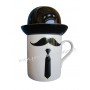 Mug Moustache, cravate et chapeau Melon