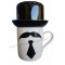 Mug Moustache, cravate et chapeau Haut de Forme