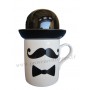 Mug Moustache, noeud papillon et chapeau Melon