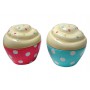 Boîte en forme de Cupcake en métal alimentaire Lot de 2 boîtes rose et turquoise à pois