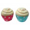 Boîte en forme de Cupcake en métal alimentaire Lot de 2 boîtes rose et turquoise à pois