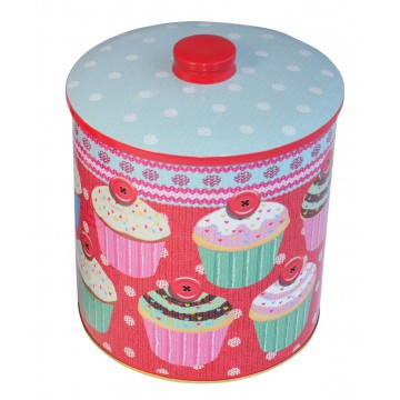 Boîte à bonbons ou biscuits en métal déco cupcake rétro grand modèle