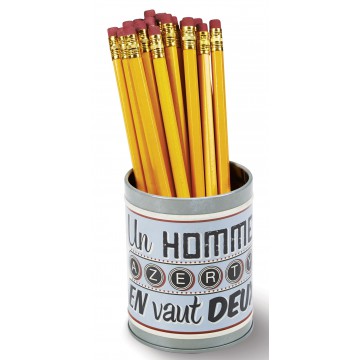 Pot à crayons UN HOMME AZERTY Natives déco rétro vintage humoristique